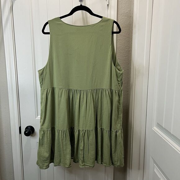 Lauren Conrad Green Sleeveless Button Tiered Dress Lined Womens Size XL Boho - Picture 8 of 11